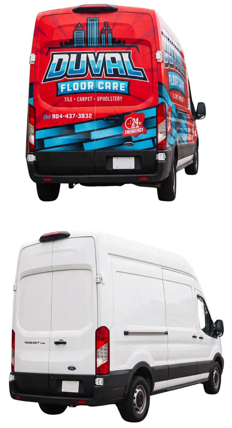 Fleet Delete Pros mobile commercial wrap removal service rig in Jacksonville Florida